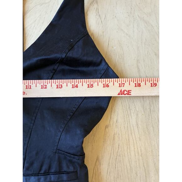 Y2k 90s Black BEBE Vest XS Academia Fitted Corset Whimsigoth Rock Office Siren - Picture 8 of 14